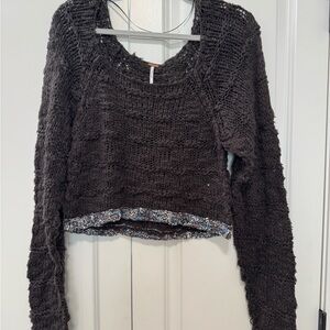 Free People Cozy Charcoal Grey Knit Sweater
